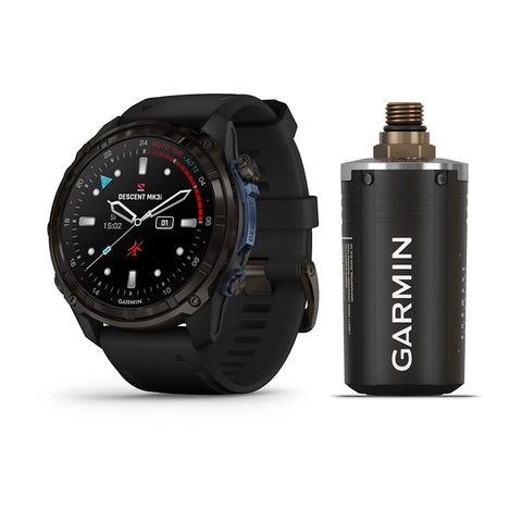 Garmin MK3 51 mm Carbon grey DLC-titanium met zwarte siliconen band en Descent T2 zendontvanger