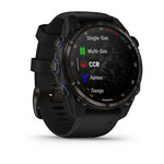 Garmin MK3i 43 mm Carbon grey DLC-titanium met zwarte siliconen band en Descent T2 zendontvanger