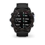 Garmin MK3 51 mm Carbon grey DLC-titanium met zwarte siliconen band en Descent T2 zendontvanger