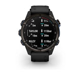 Garmin MK3i 43 mm Carbon grey DLC-titanium met zwarte siliconen band en Descent T2 zendontvanger