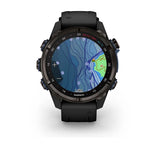 Garmin MK3i 43 mm Carbon grey DLC-titanium met zwarte siliconen band en Descent T2 zendontvanger