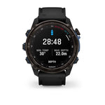 Garmin MK3 51 mm Carbon grey DLC-titanium met zwarte siliconen band en Descent T2 zendontvanger