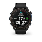 Garmin MK3 51 mm Carbon grey DLC-titanium met zwarte siliconen band en Descent T2 zendontvanger