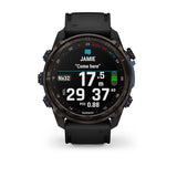 Garmin MK3 51 mm Carbon grey DLC-titanium met zwarte siliconen band en Descent T2 zendontvanger