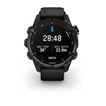 Garmin MK3i 43 mm Carbon grey DLC-titanium met zwarte siliconen band en Descent T2 zendontvanger